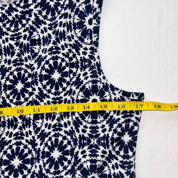 Blue & White Sleeveless Geometric Print Dress - Size S - Picture 4 of 8